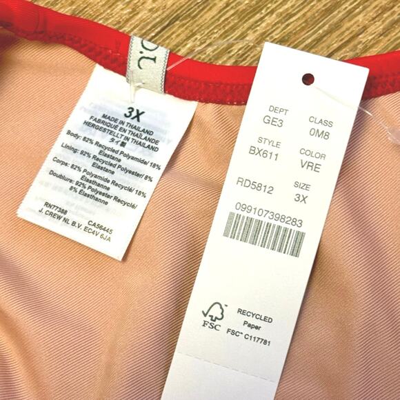 J. Crew Heritage Scoop Neck Bikini Top in Red Size 3X - Picture 7 of 9